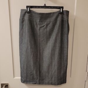 Gray Pinstripe Mini Pencil Skirt With Slit